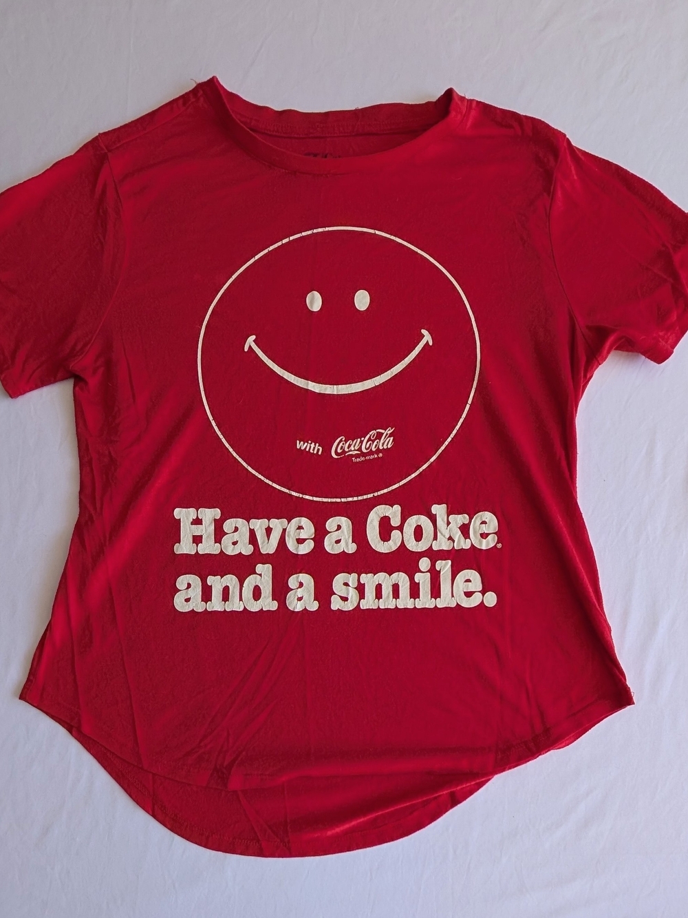 Coca Cola Red Kids Short Sleeve Tee with White Smile Graphic